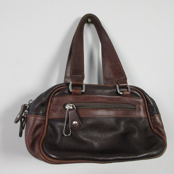 Roots Canada Leather Shoulder Bag Brown Pebbled Genuine Leather Hand Vtg y2k 462 - Picture 2 of 14